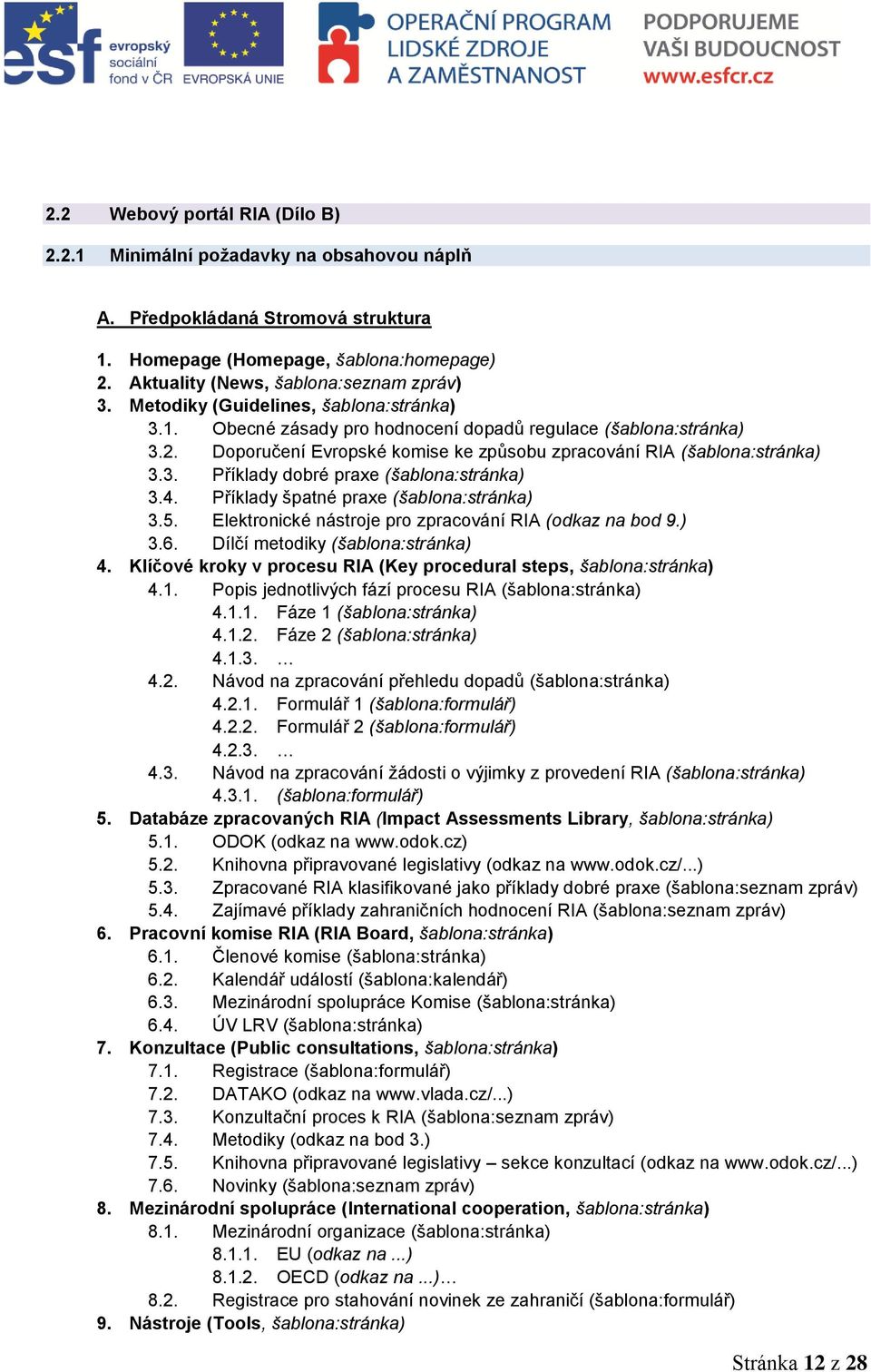 4. Příklady špatné praxe (šablona:stránka) 3.5. Elektronické nástroje pro zpracování RIA (odkaz na bod 9.) 3.6. Dílčí metodiky (šablona:stránka) 4.