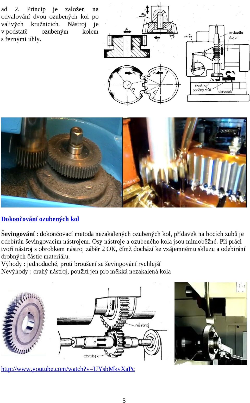 Osy nástroje a ozubeného kola jsou mimoběžné.