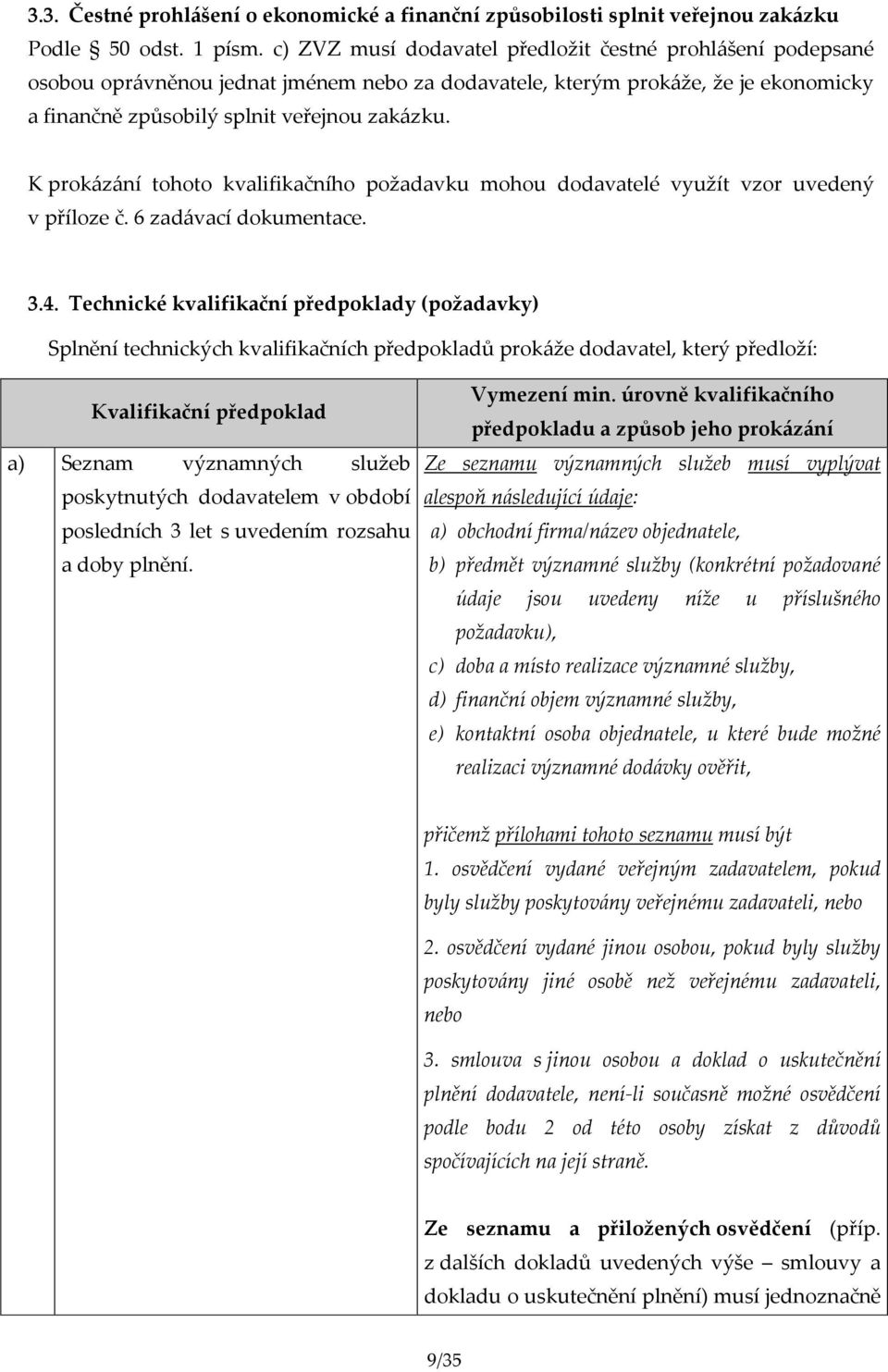 K prokázání tohoto kvalifikačního požadavku mohou dodavatelé využít vzor uvedený v příloze č. 6 zadávací dokumentace. 3.4.