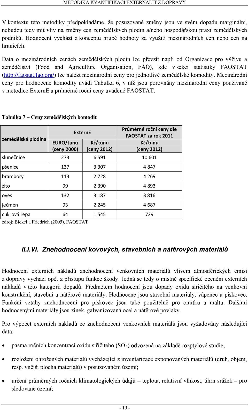 od Organizace pro výživu a zemědělství (Food and Agriculture Organisation, FAO), kde v sekci statistiky FAOSTAT (http://faostat.fao.org/) lze nalézt mezinárodní ceny pro jednotlivé zemědělské komodity.