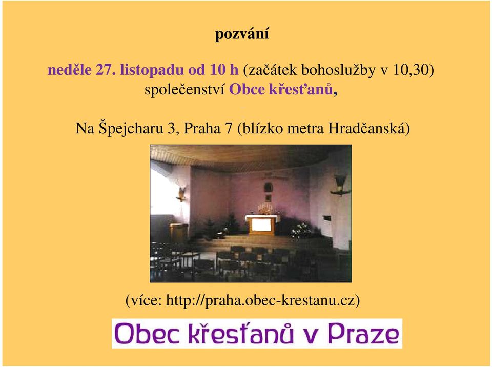 10,30) společenství Obce křesťanů, Na