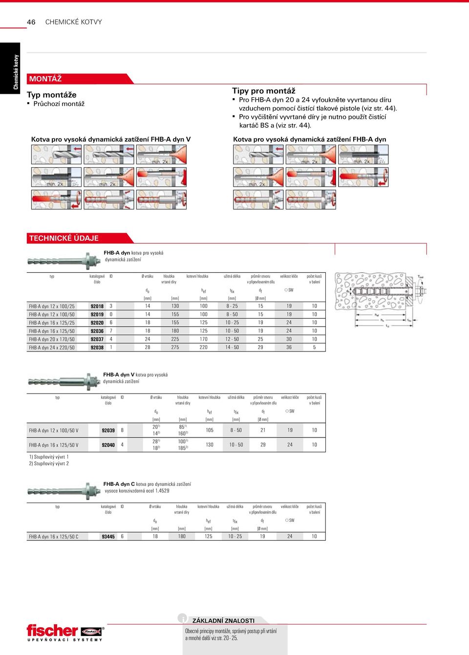 Kotva pro vysoká dynamická zatížení FHB-A dyn V Kotva pro vysoká dynamická zatížení FHB-A dyn FHB-A dyn kotva pro vysoká dynamická zatížení Ø vrtáku hloubka vrtané díry kotevní hloubka užitná délka