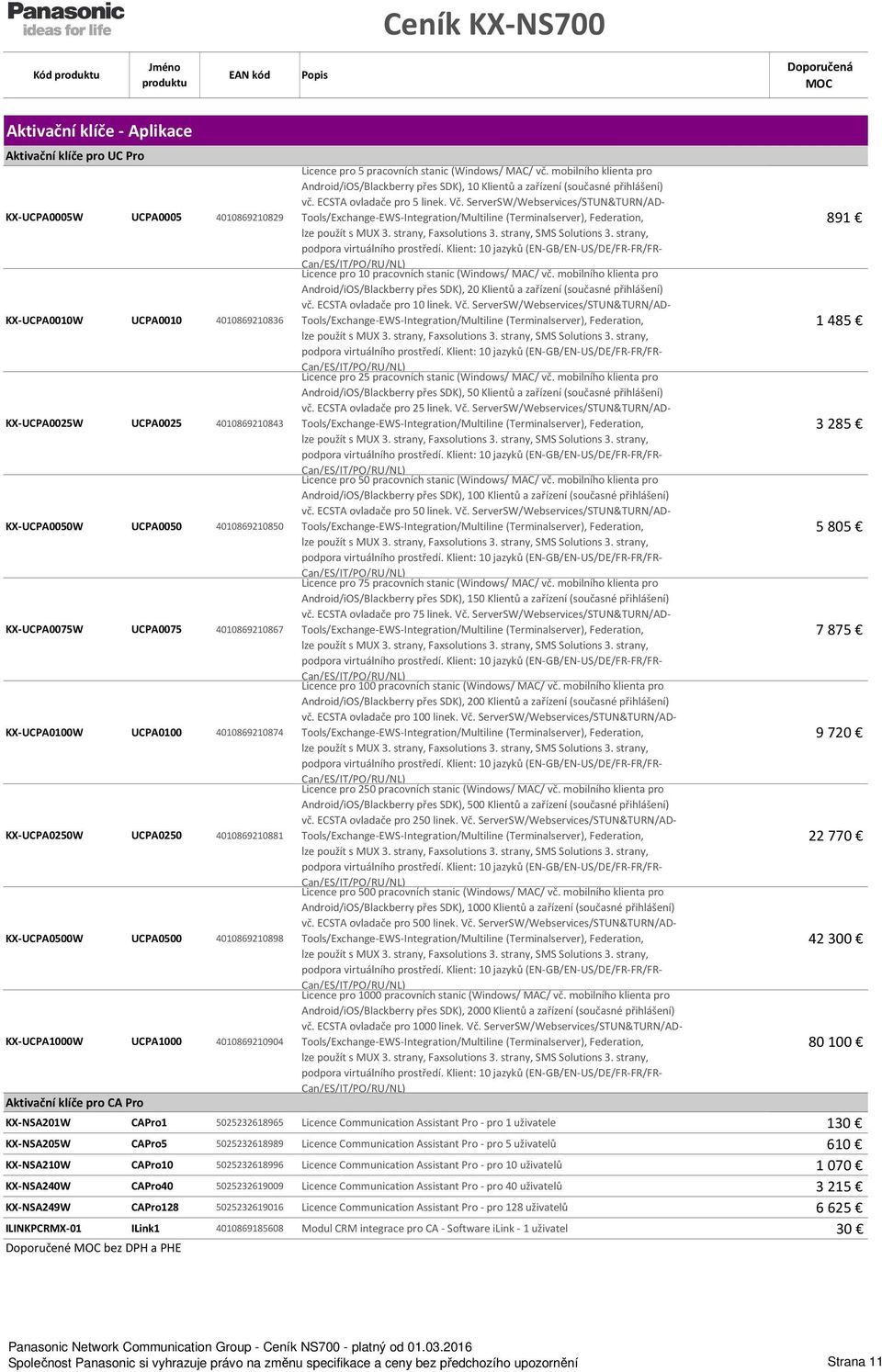 ServerSW/Webservices/STUN&TURN/AD- Tools/Exchange-EWS-Integration/Multiline (Terminalserver), Federation, Licence pro 10 pracovních stanic (Windows/ MAC/ vč.