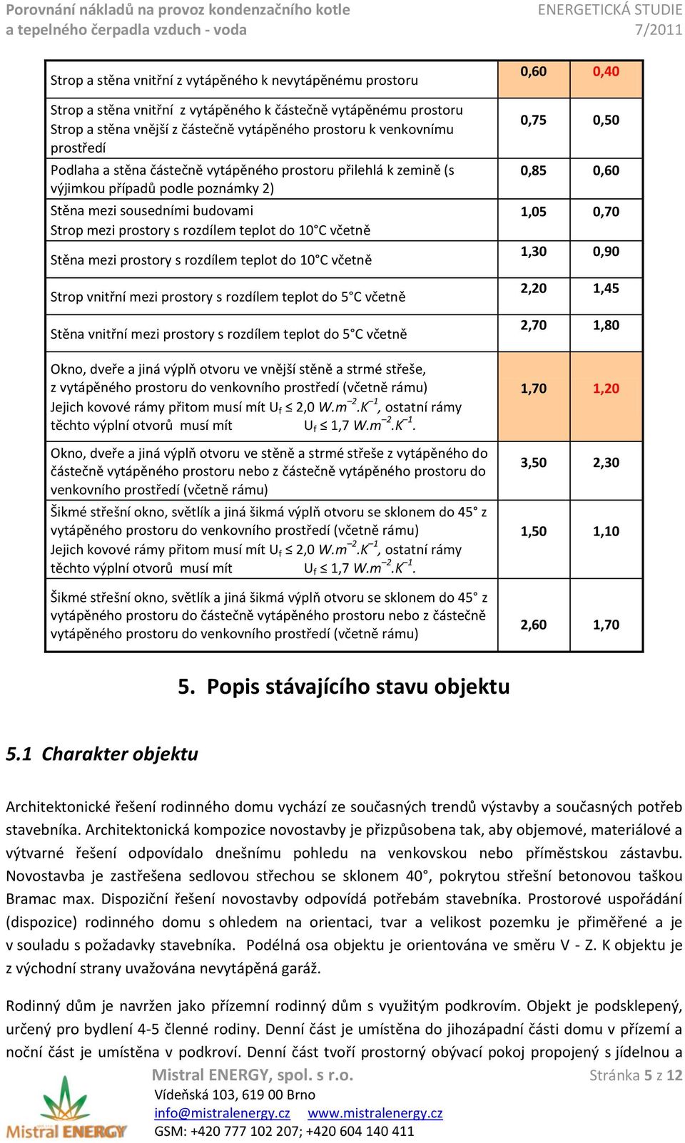 prostory s rozdílem teplot do 10 C včetně Strop vnitřní mezi prostory s rozdílem teplot do 5 C včetně Stěna vnitřní mezi prostory s rozdílem teplot do 5 C včetně Okno, dveře a jiná výplň otvoru ve