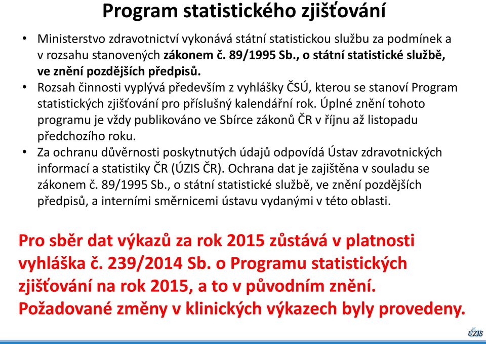 Úplné znění tohoto programu je vždy publikováno ve Sbírce zákonů ČR v říjnu až listopadu předchozího roku.