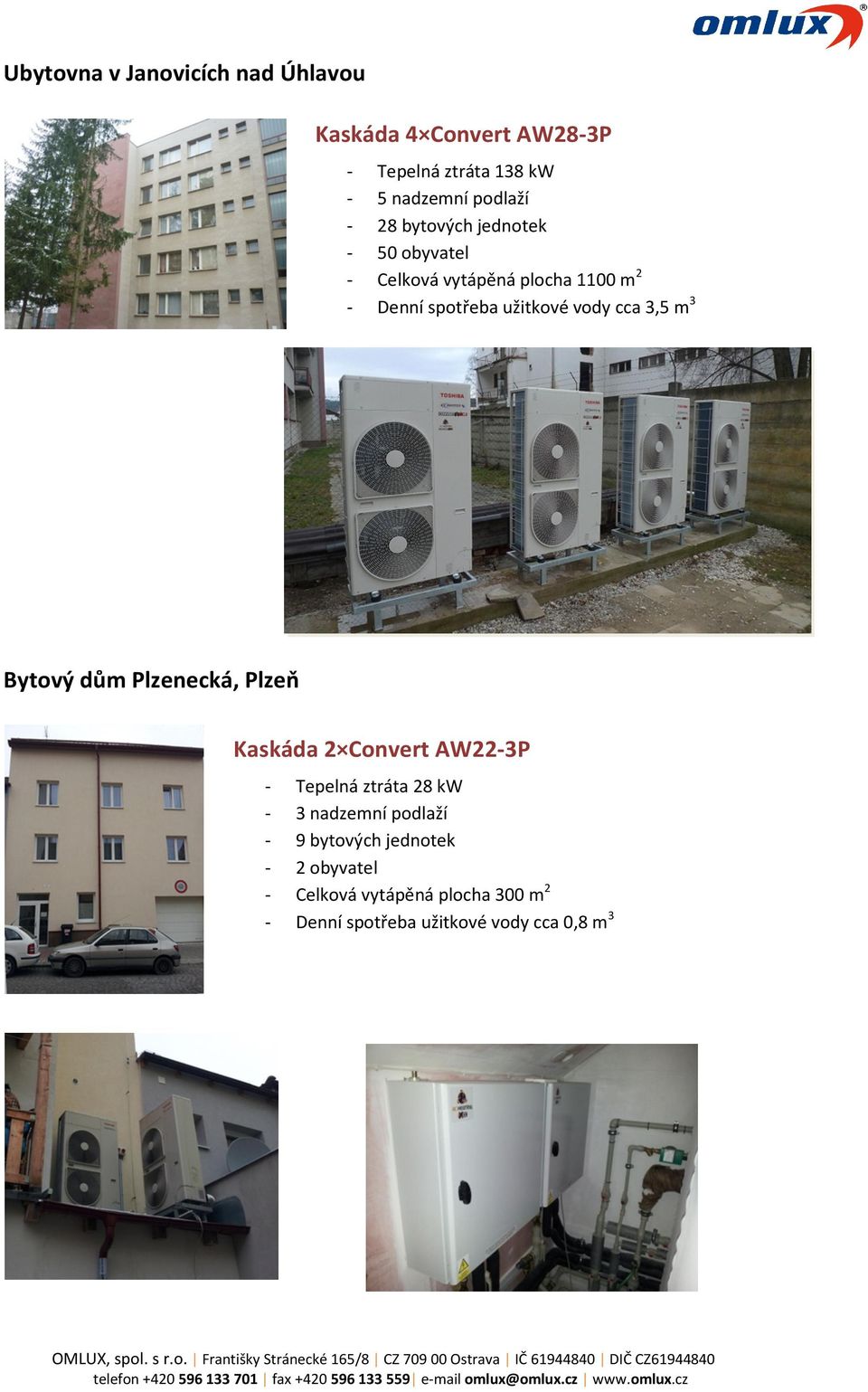 cca 3,5 m3 Bytový dům Plzenecká, Plzeň Kaskáda 2 Convert AW22-3P - Tepelná ztráta 28 kw 3 nadzemní