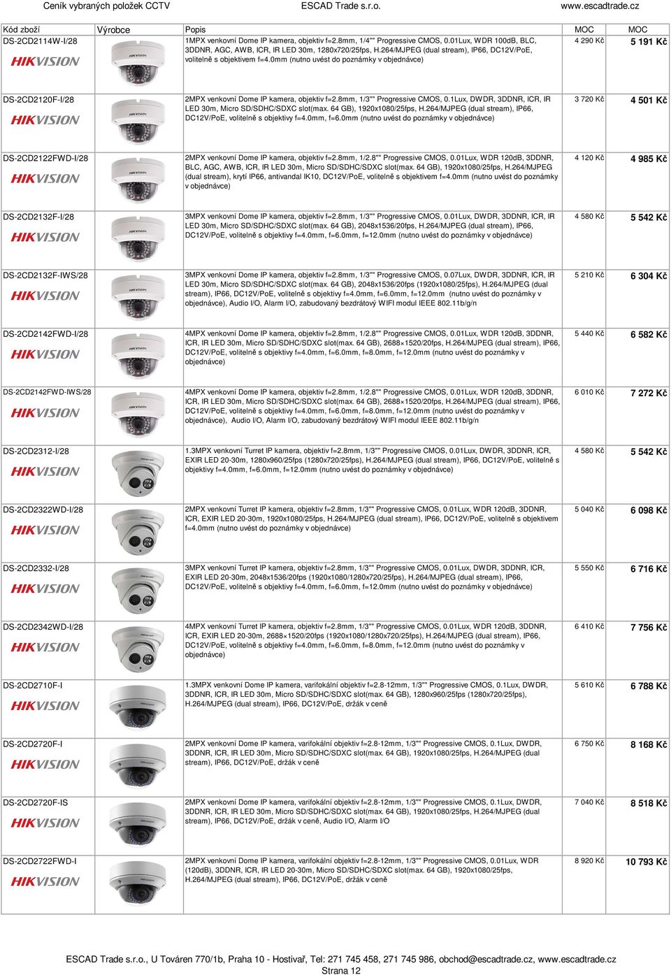 8mm, 1/3"" Progressive CMOS, 0.1Lux, DWDR, 3DDNR, ICR, IR LED 30m, Micro SD/SDHC/SDXC slot(max. 64 GB), 1920x1080/25fps, H.264/MJPEG (dual stream), IP66, DC12V/PoE, volitelně s objektivy f=4.0mm, f=6.