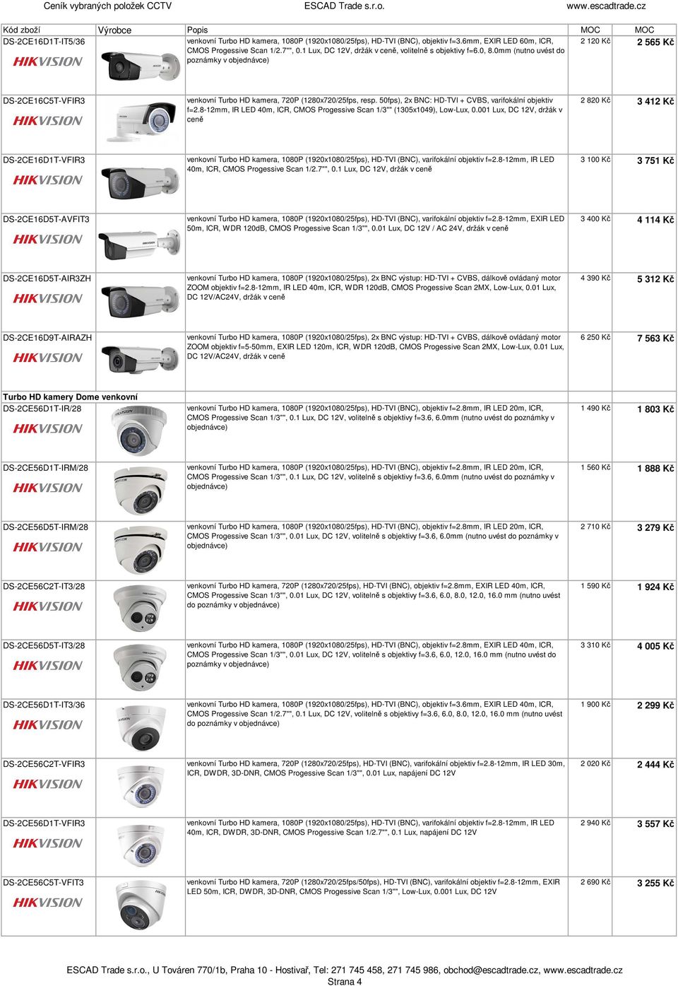 50fps), 2x BNC: HD-TVI + CVBS, varifokální objektiv f=2.8-12mm, IR LED 40m, ICR, CMOS Progessive Scan 1/3"" (1305x1049), Low-Lux, 0.