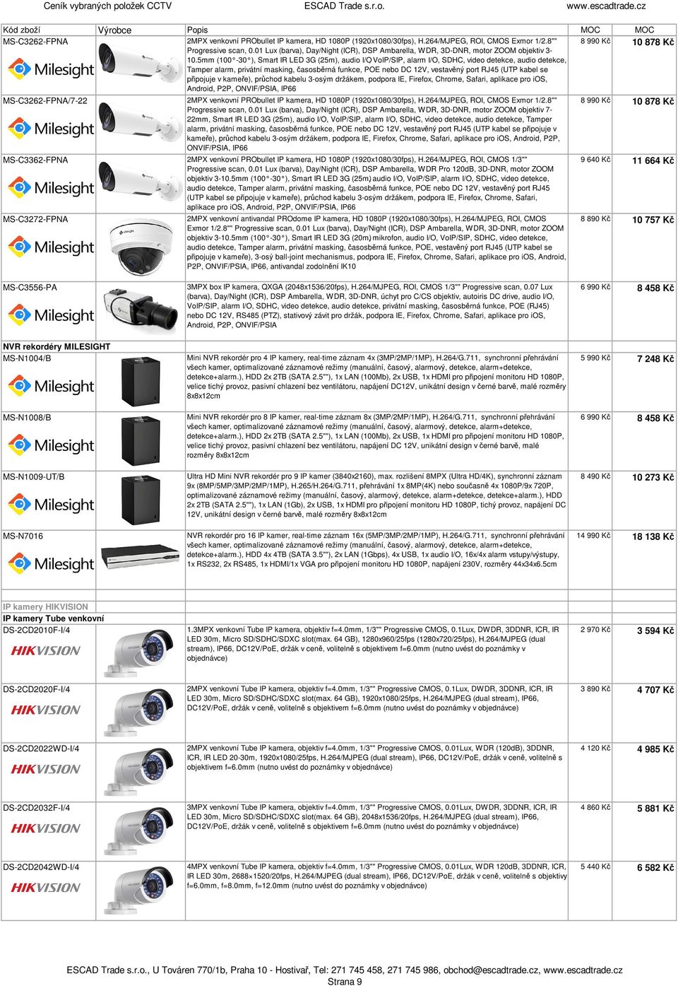 5mm (100-30 ), Smart IR LED 3G (25m), audio I/O, VoIP/SIP, alarm I/O, SDHC, video detekce, audio detekce, Tamper alarm, privátní masking, časosběrná funkce, POE nebo DC 12V, vestavěný port RJ45 (UTP