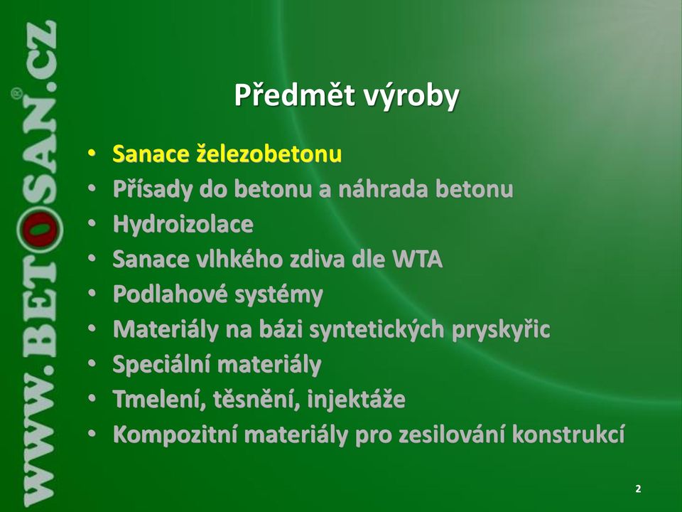 Materiály na bázi syntetických pryskyřic Speciální materiály