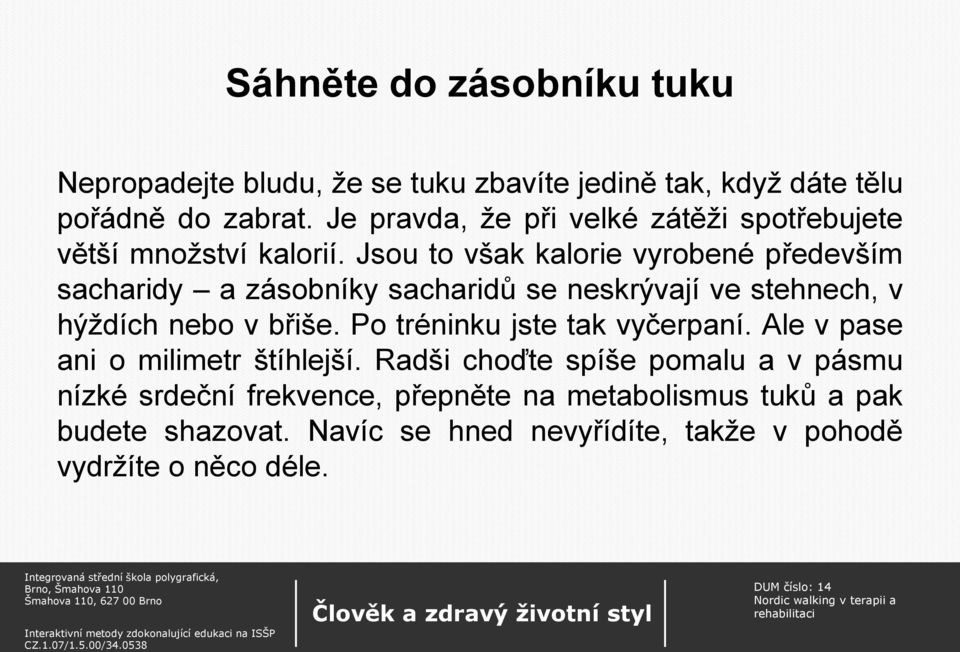 Jsou to však kalorie vyrobené především sacharidy a zásobníky sacharidů se neskrývají ve stehnech, v hýždích nebo v břiše.