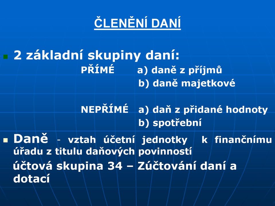 spotřební Daně - vztah účetní jednotky úřadu z titulu