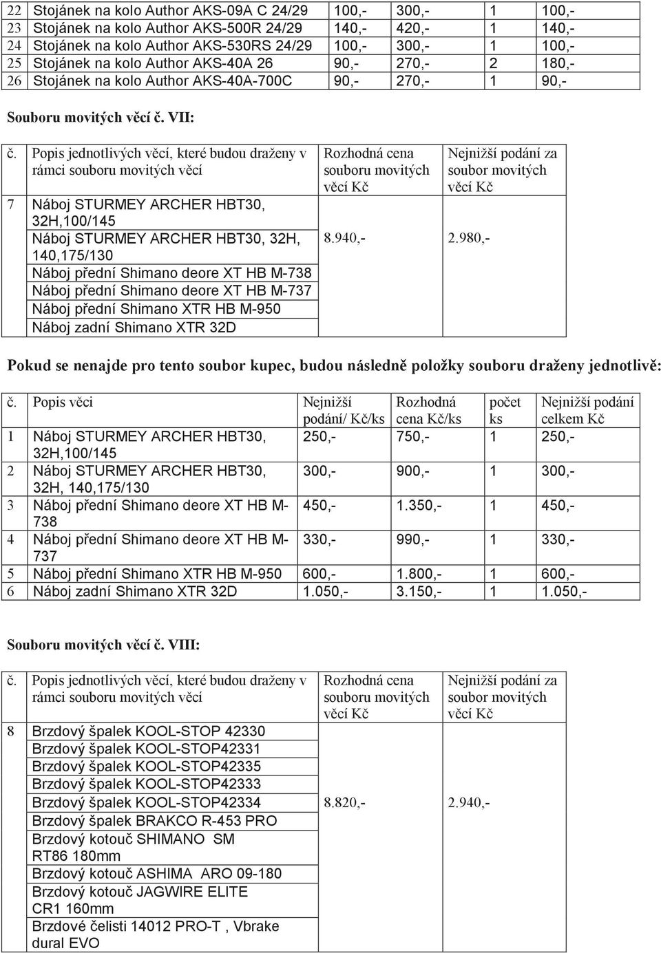 VII: cena 7 Náboj STURMEY ARCHER HBT30, 32H,100/145 Náboj STURMEY ARCHER HBT30, 32H, 140,175/130 Náboj p ední Shimano deore XT HB M-738 Náboj p ední Shimano deore XT HB M-737 Náboj p ední Shimano XTR