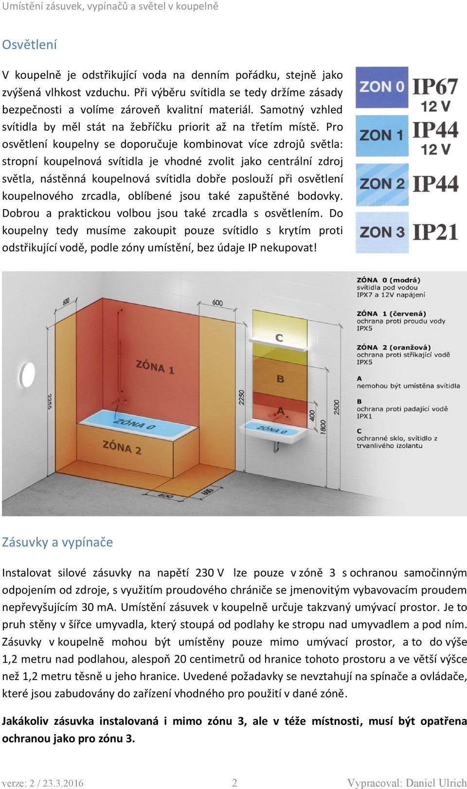 Umístění zásuvek, vypínačů a světel v koupelně - PDF Stažení zdarma