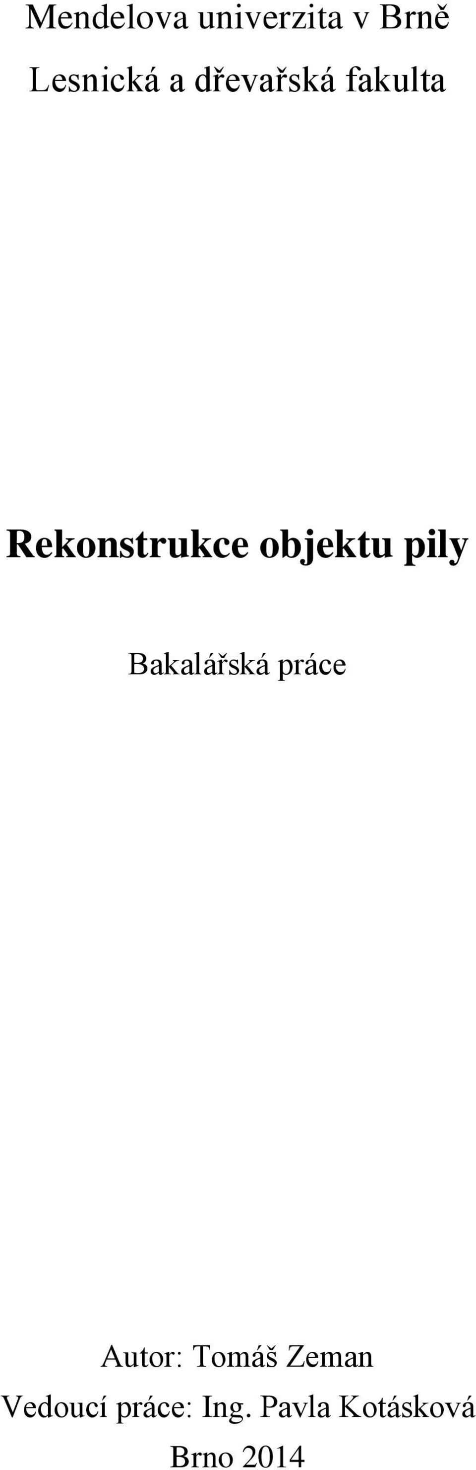 pily Bakalářská práce Autor: Tomáš Zeman