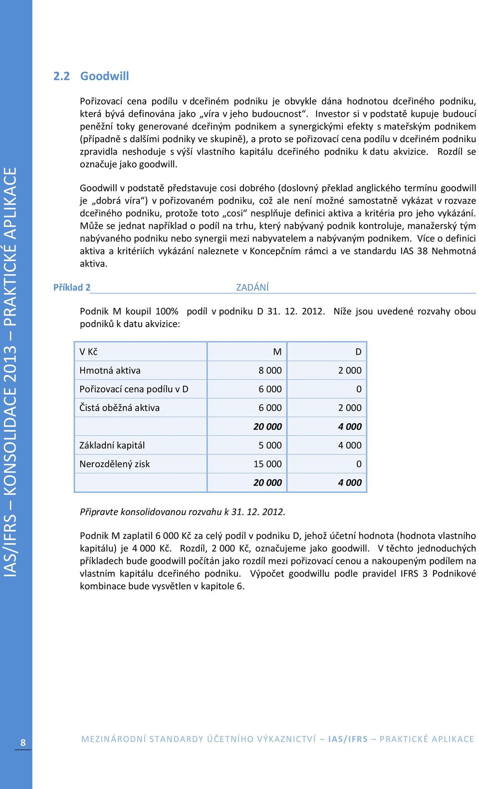 dceřiném podniku zpravidla neshoduje s výší vlastního kapitálu dceřiného podniku k datu akvizice. Rozdíl se označuje jako goodwill.