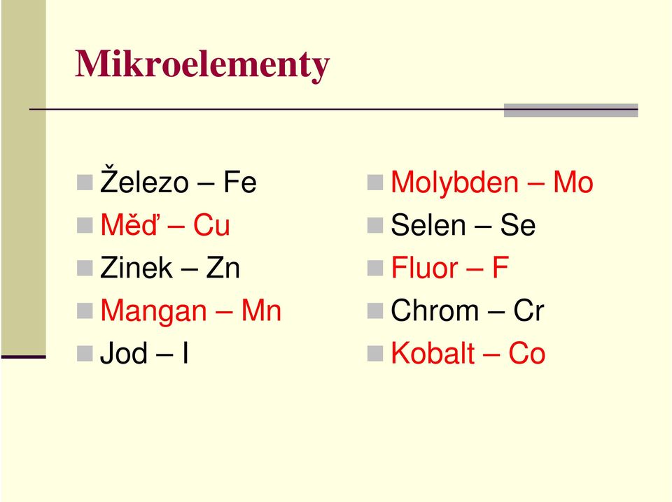 Jod I Molybden Mo Selen