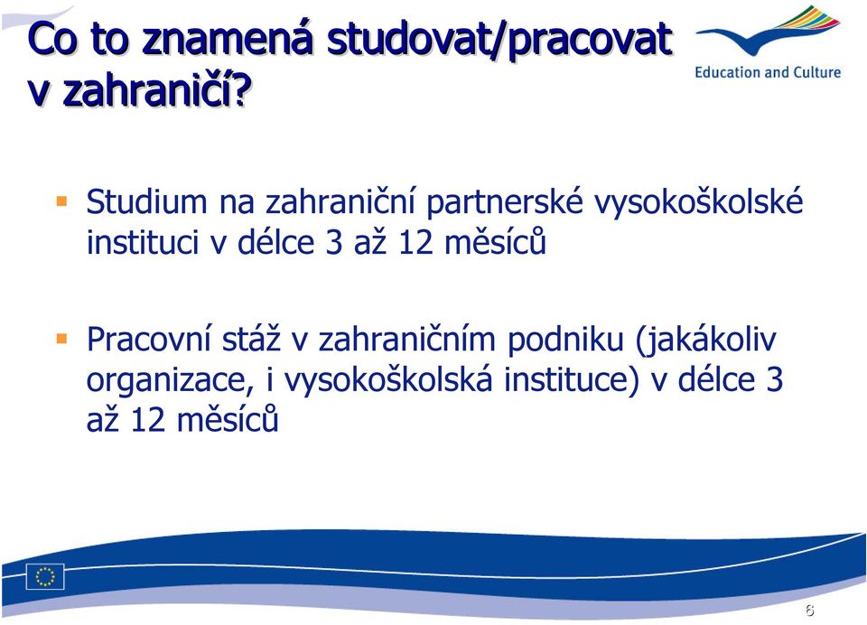 délce 3 až 12 měsíců Pracovní stáž v zahraničním podniku