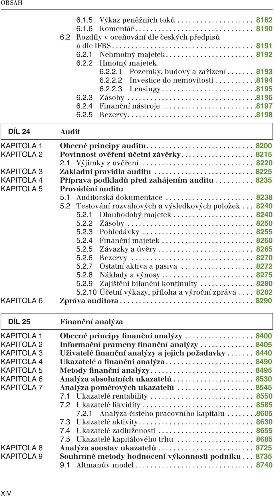 2.3 Zásoby..................................8196 6.2.4 Finanční nástroje.........................8197 6.2.5 Rezervy..................................8198 Audit KAPITOLA 1 Obecné principy auditu.