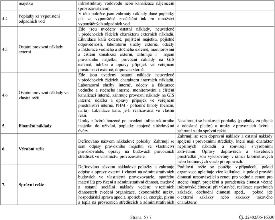 V této položce jsou zahrnuty náklady dané poplatky jak za vypouštěné znečištění tak za množství vypouštěných odpadních vod.