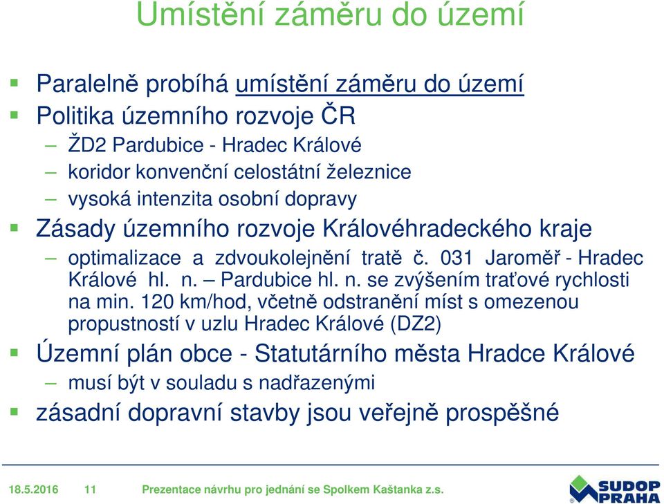 Pardubice hl. n. se zvýšením traťové rychlosti na min.