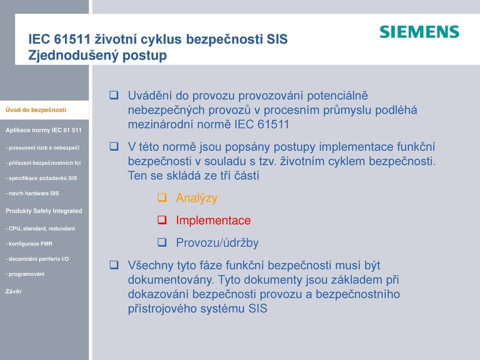 s tzv. životním cyklem bezpečnosti.