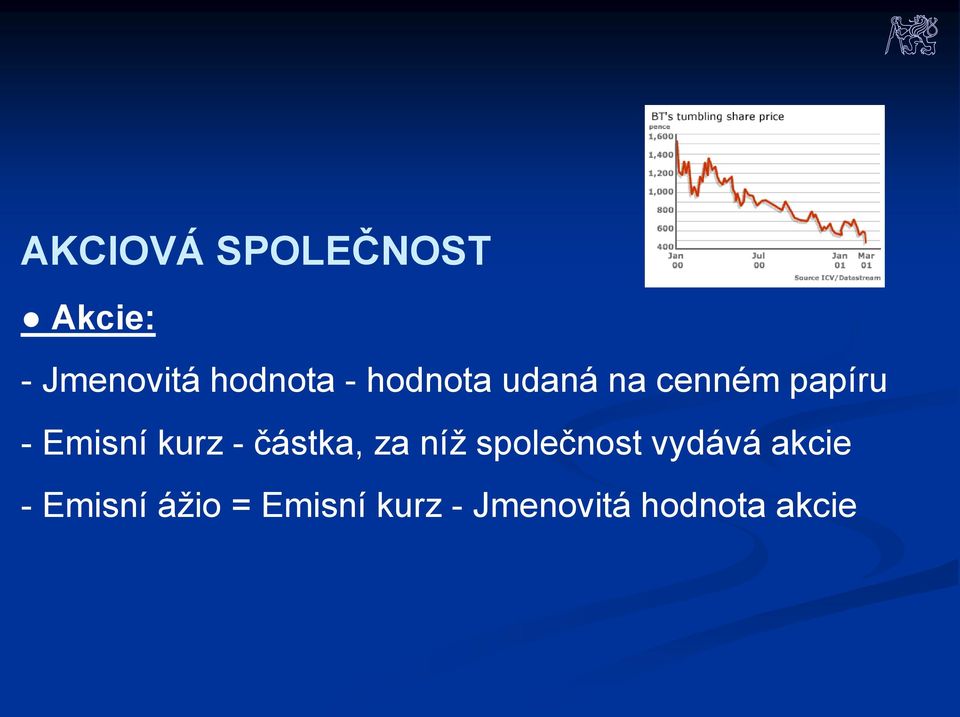 - částka, za níž společnost vydává akcie -