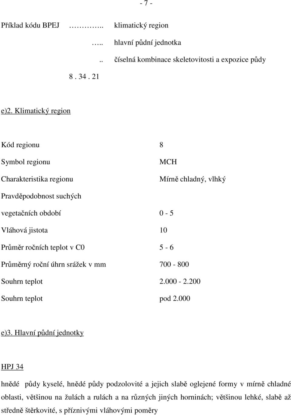 ročních teplot v C0 5-6 Průměrný roční úhrn srážek v mm 700-800 Souhrn teplot 2.000-2.200 Souhrn teplot pod 2.000 e)3.