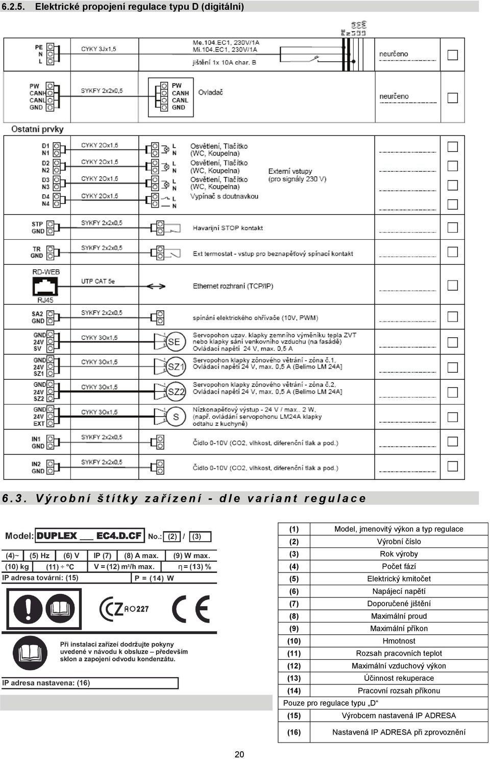 (3) Rok výroby (4) Počet fází (5) Elektrický kmitočet (6) Napájecí napětí (7) Doporučené jištění (8) Maximální proud (9) Maximální příkon (10)