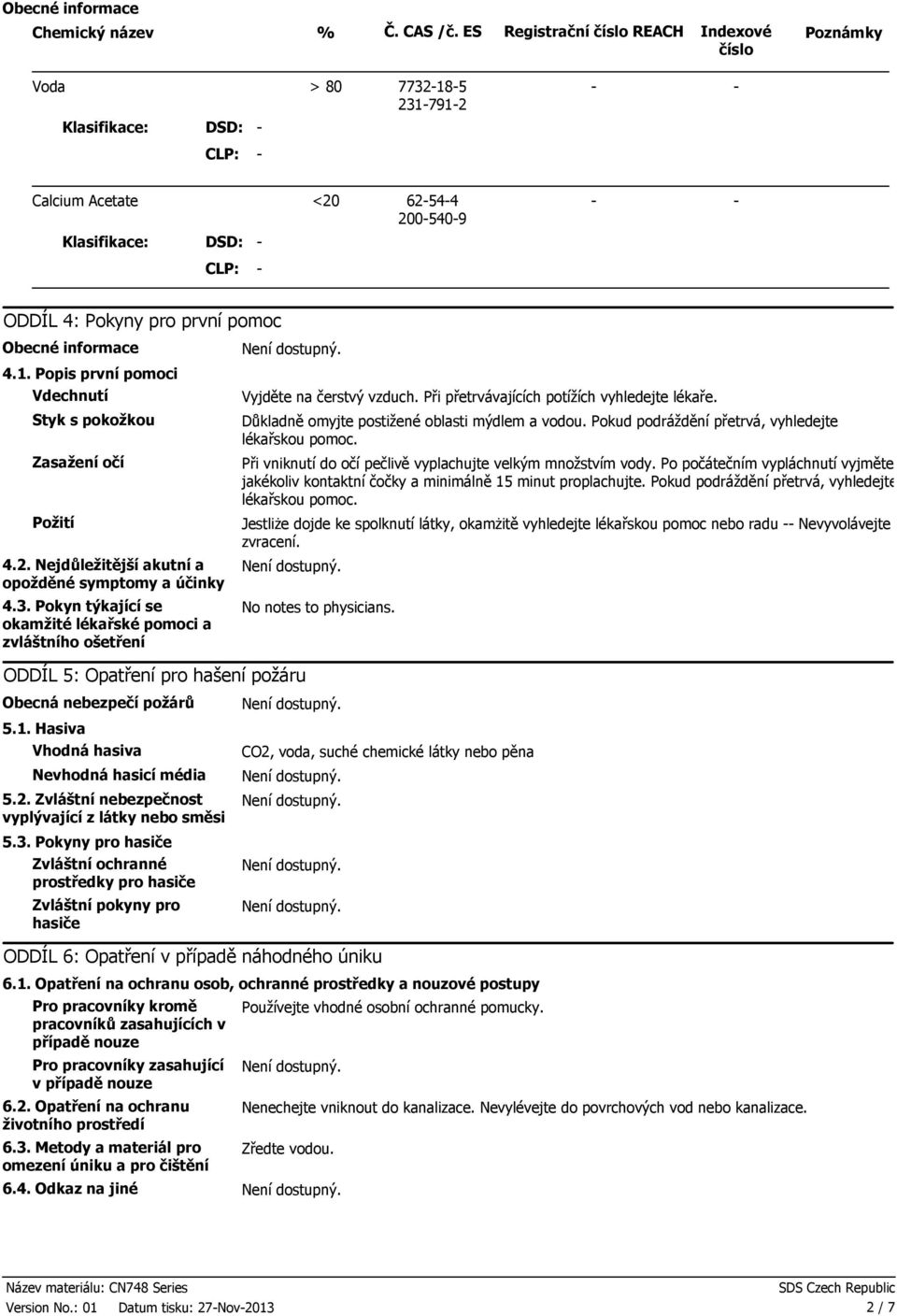 informace 4.1. Popis první pomoci Vdechnutí Styk s pokožkou Zasažení očí Požití 4.2. Nejdůležitější akutní a opožděné symptomy a účinky 4.3.