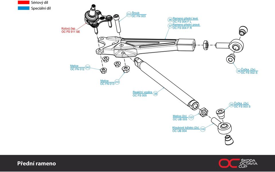 FS 002 S Matice OC FN 013 243 Reakční vzpěra OC FS 005 38 Čočka (2x) 35 OC FS
