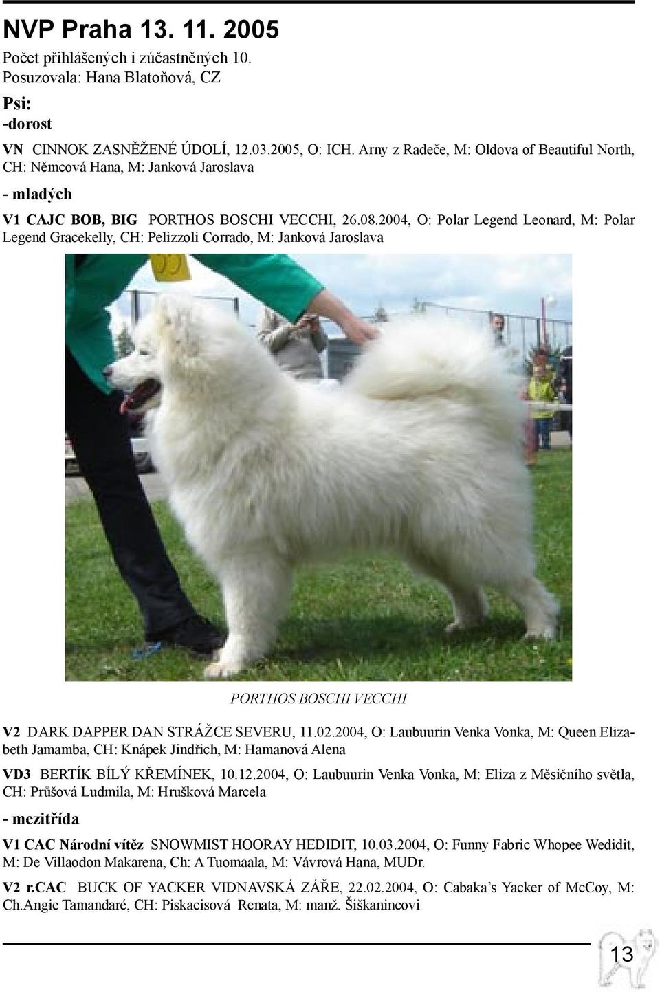2004, O: Polar Legend Leonard, M: Polar Legend Gracekelly, CH: Pelizzoli Corrado, M: Janková Jaroslava PORTHOS BOSCHI VECCHI V2 DARK DAPPER DAN STRÁŽCE SEVERU, 11.02.