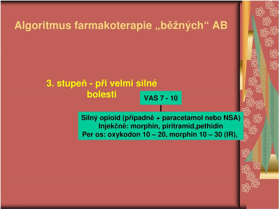 + paracetamol nebo NSA) Silný opioid (případně paracetamol nebo