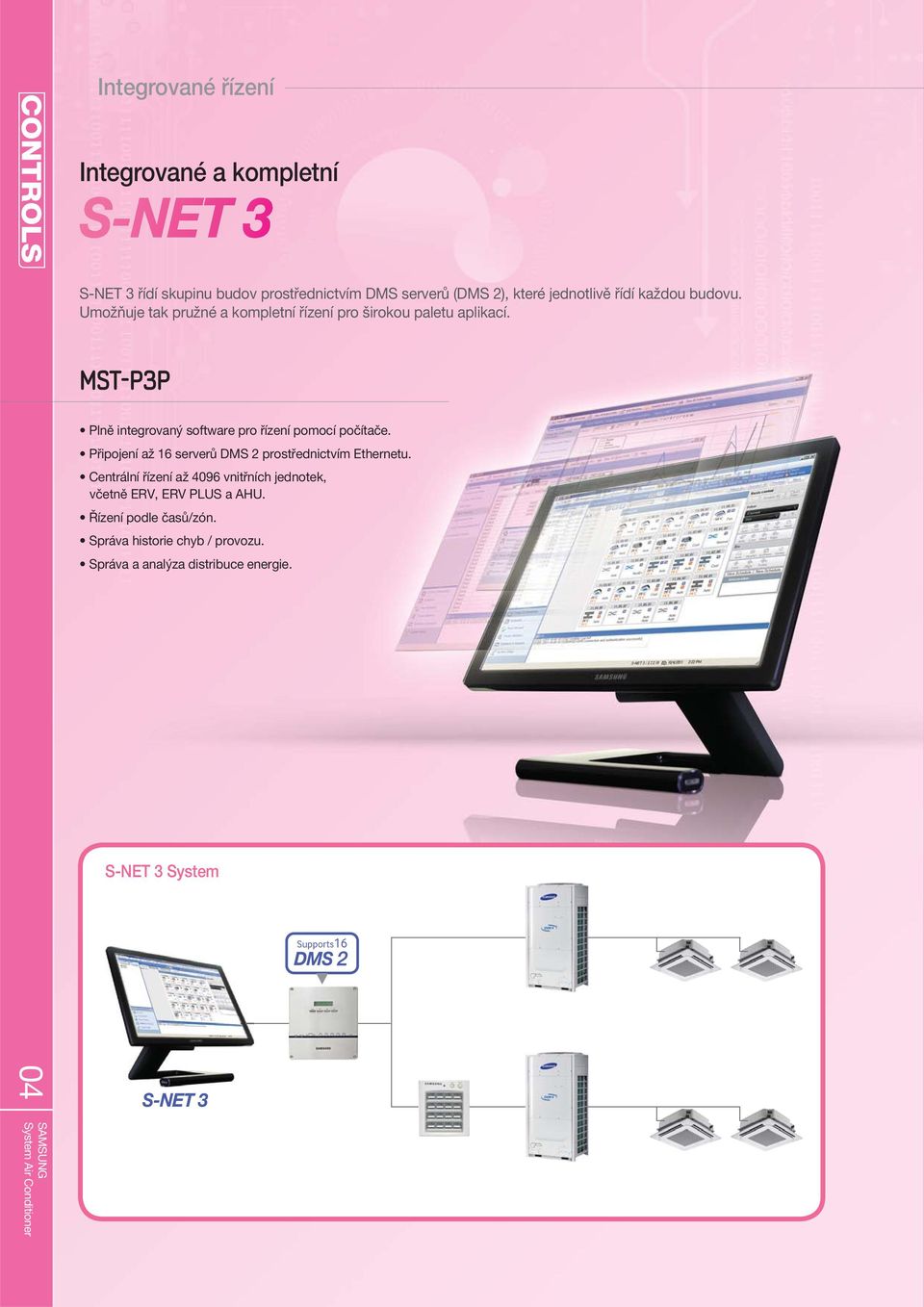 MST-P3P Plně integrovaný software pro řízení pomocí počítače. Připojení až 16 serverů DMS 2 prostřednictvím Ethernetu.