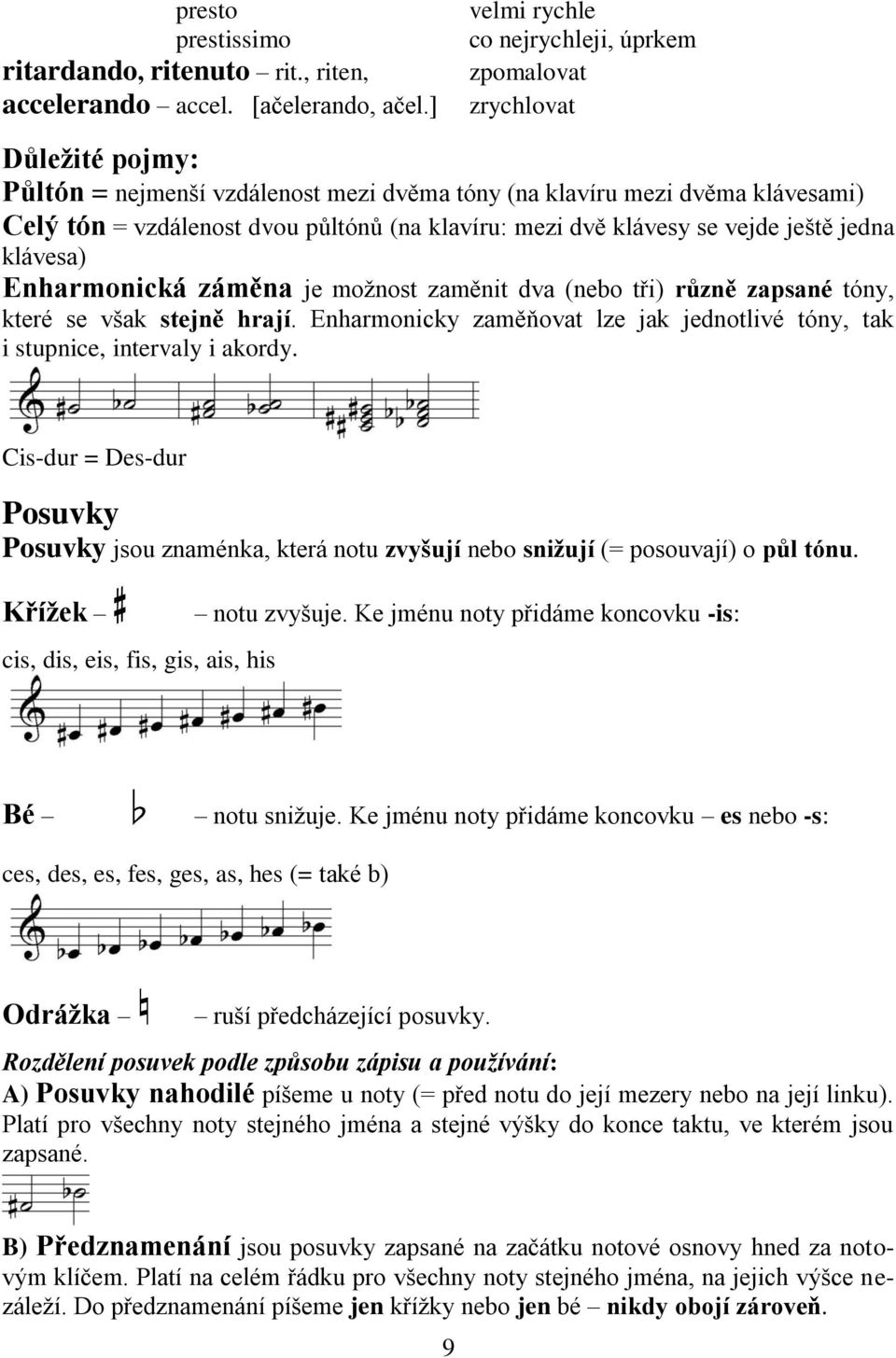 klavíru: mezi dvě klávesy se vejde ještě jedna klávesa) Enharmonická záměna je možnost zaměnit dva (nebo tři) různě zapsané tóny, které se však stejně hrají.