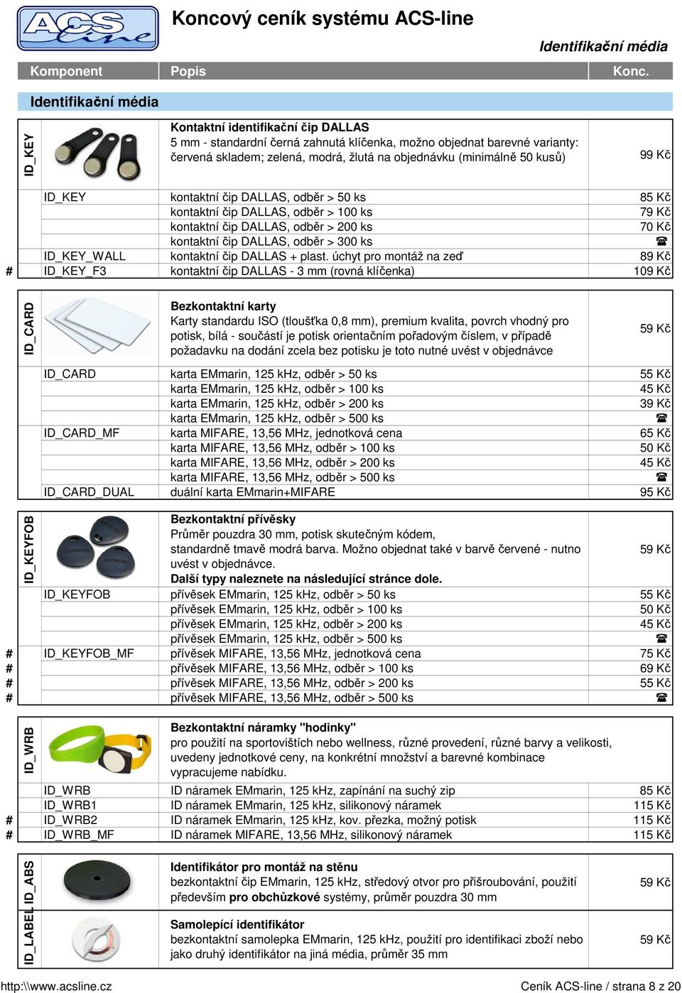 > 300 ks ID_KEY_WALL kontaktní čip DALLAS + plast.