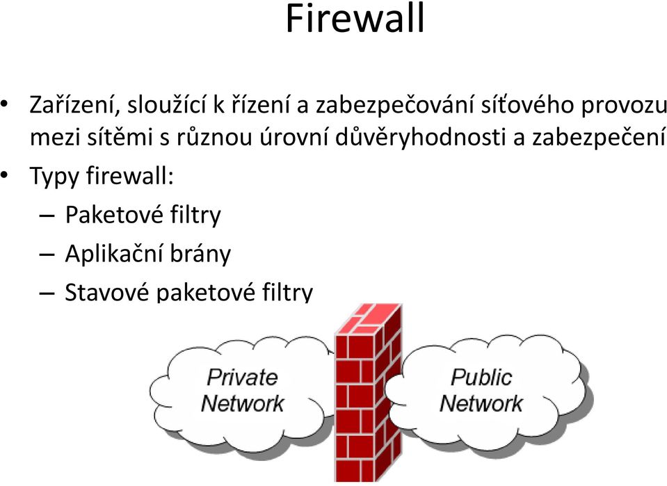 různou úrovní důvěryhodnosti a zabezpečení Typy