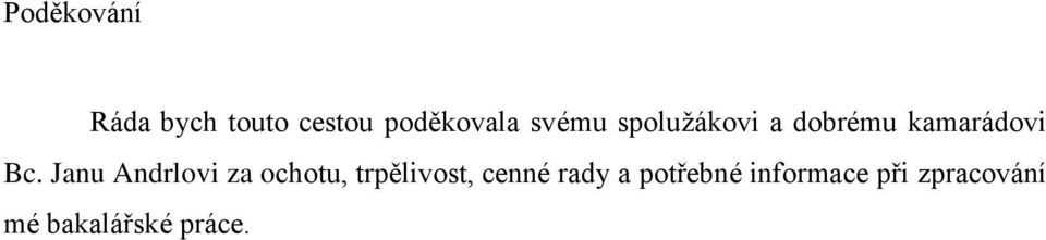 Janu Andrlovi za ochotu, trpělivost, cenné rady
