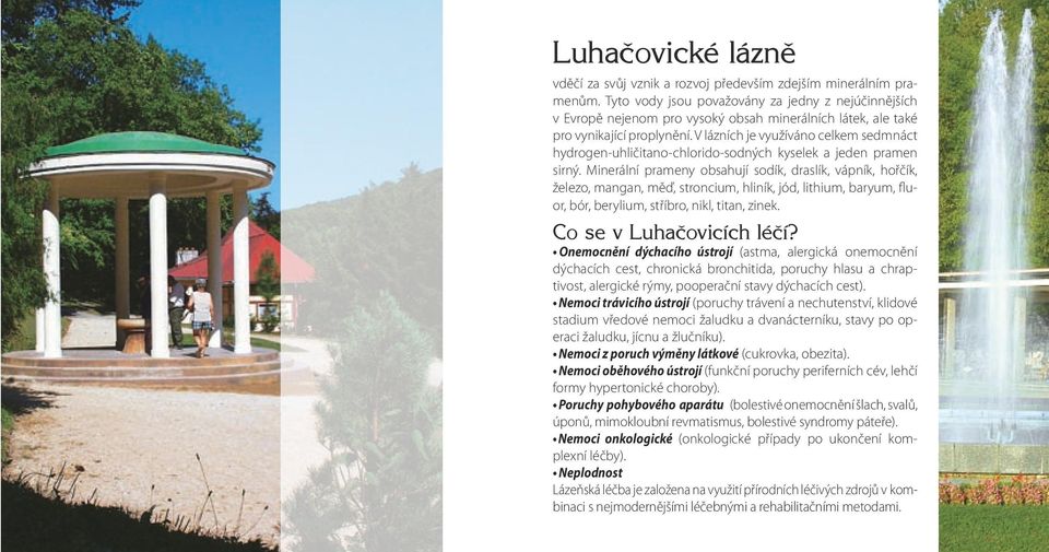 V lázních je využíváno celkem sedmnáct hydrogen-uhličitano-chlorido-sodných kyselek a jeden pramen sirný.