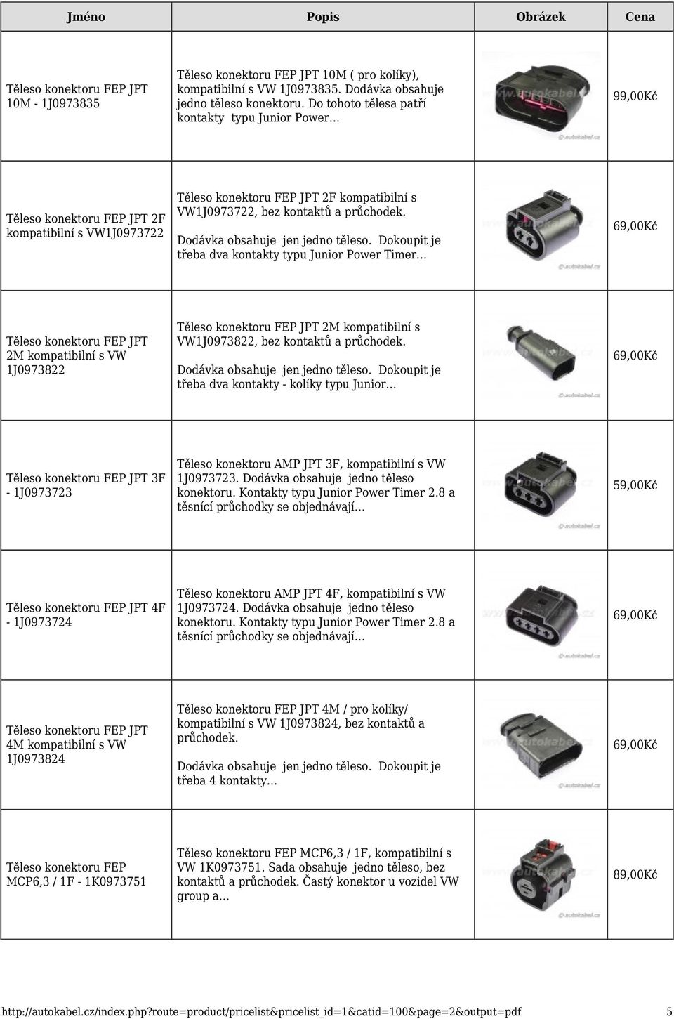 Dokoupit je třeba dva kontakty typu Junior Power Timer 2M kompatibilní s VW 1J0973822 2M kompatibilní s VW1J0973822, bez kontaktů a průchodek. Dodávka obsahuje jen jedno těleso.