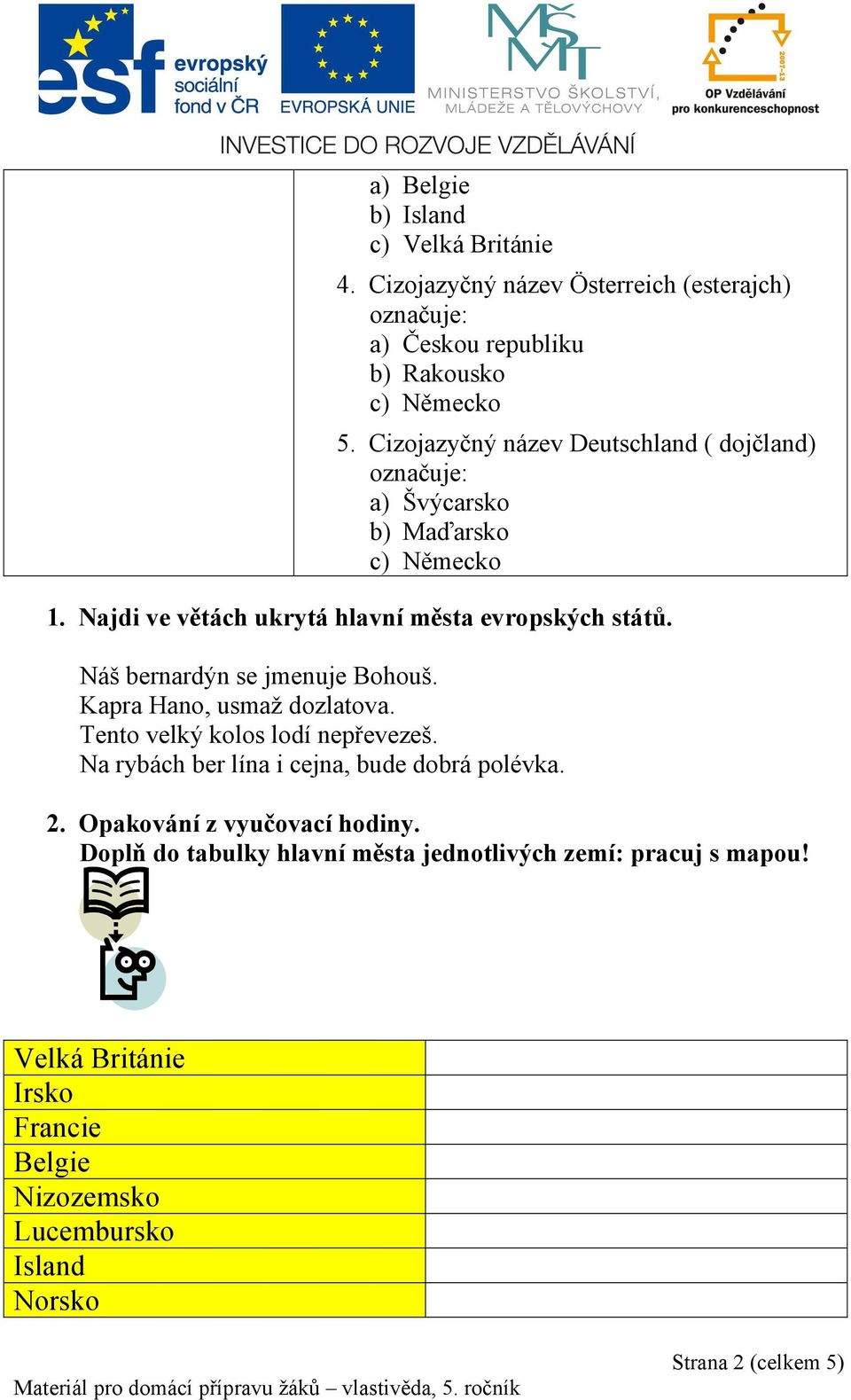 Náš bernardýn se jmenuje Bohouš. Kapra Hano, usmaž dozlatova. Tento velký kolos lodí nepřevezeš. Na rybách ber lína i cejna, bude dobrá polévka.