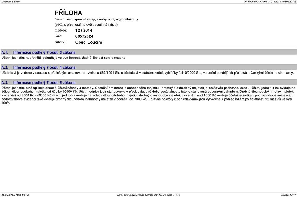 4 zákona Účetnictví je vedeno v souladu s příslušným ustanovením zákona 563/1991 Sb. o účetnictví v platném znění, vyhlášky č.410/2009 Sb., ve znění pozdějších předpisů a Českými účetními standardy.