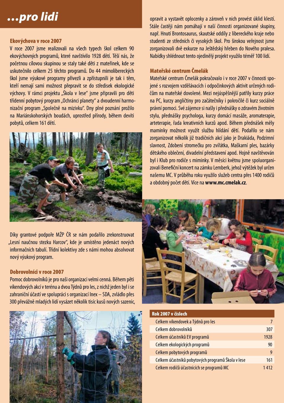Do 44 mimolibereckých škol jsme výukové programy přivezli a zpřístupnili je tak i těm, kteří nemají sami možnost přepravit se do středisek ekologické výchovy.