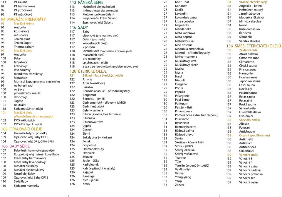 relaxační masáž 100 skořicový 101 Tagete 101 neutrální 118 Sada masážních olejů 101 Masážní oleje při problémech s menstruací 102 PMS (uklidňující) 102 PMS-PRO (prokrvující) 103 OPALOVACÍ OLEJE 104