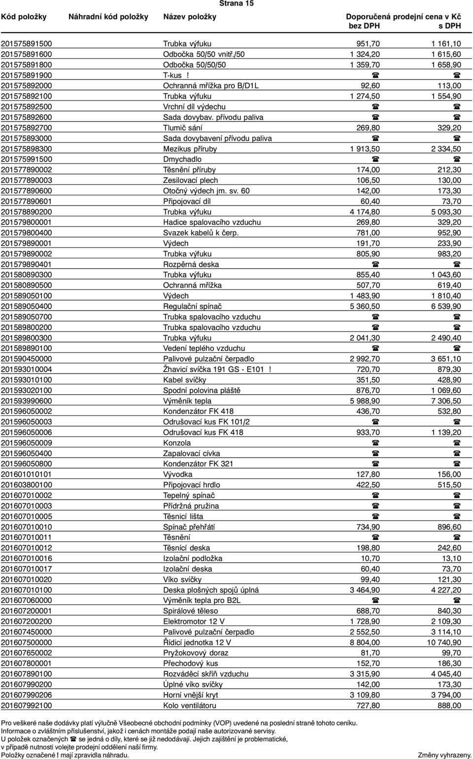 pøívodu paliva ( ( 201575892700 Tlumiè sání 269,80 329,20 201575893000 Sada dovybavení pøívodu paliva ( ( 201575898300 Mezikus pøíruby 1 913,50 2 334,50 201575991500 Dmychadlo ( ( 201577890002