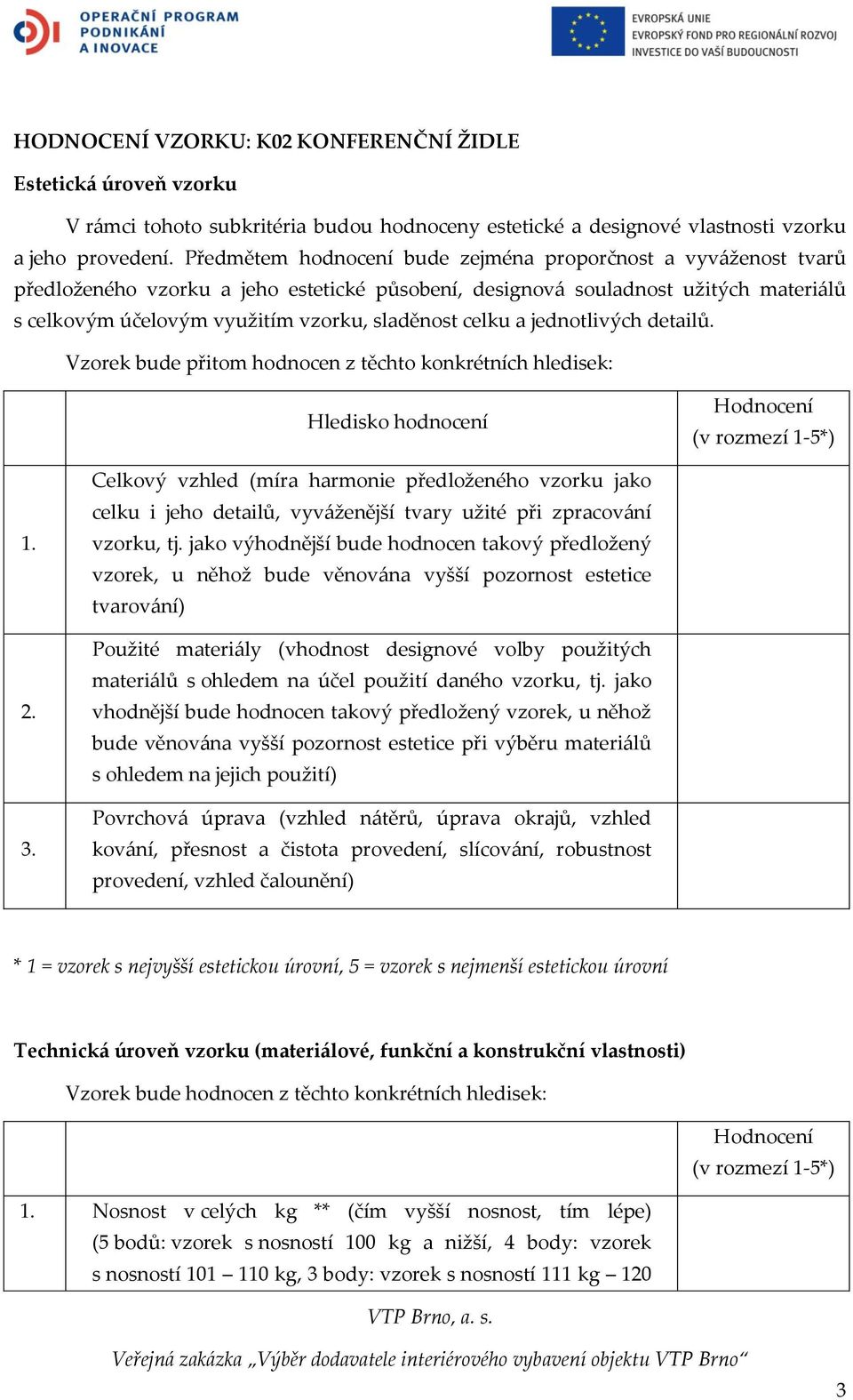 celku a jednotlivých detailů. Vzorek bude přitom hodnocen z těchto konkrétních hledisek: Hledisko hodnocení 1. 2. 3.