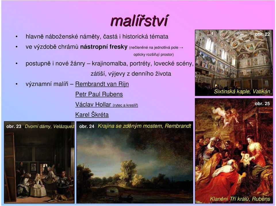 zátiší, výjevy z denního života Petr Paul Rubens Václav Hollar (rytec a kreslíř) Karel Škréta malířstv ství obr.