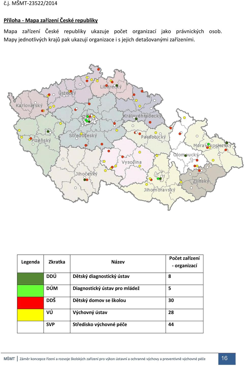 Legenda Zkratka Název Počet zařízení - organizací Dětský diagnostický ústav 8 DÚM Diagnostický ústav pro mládež 5 Dětský domov