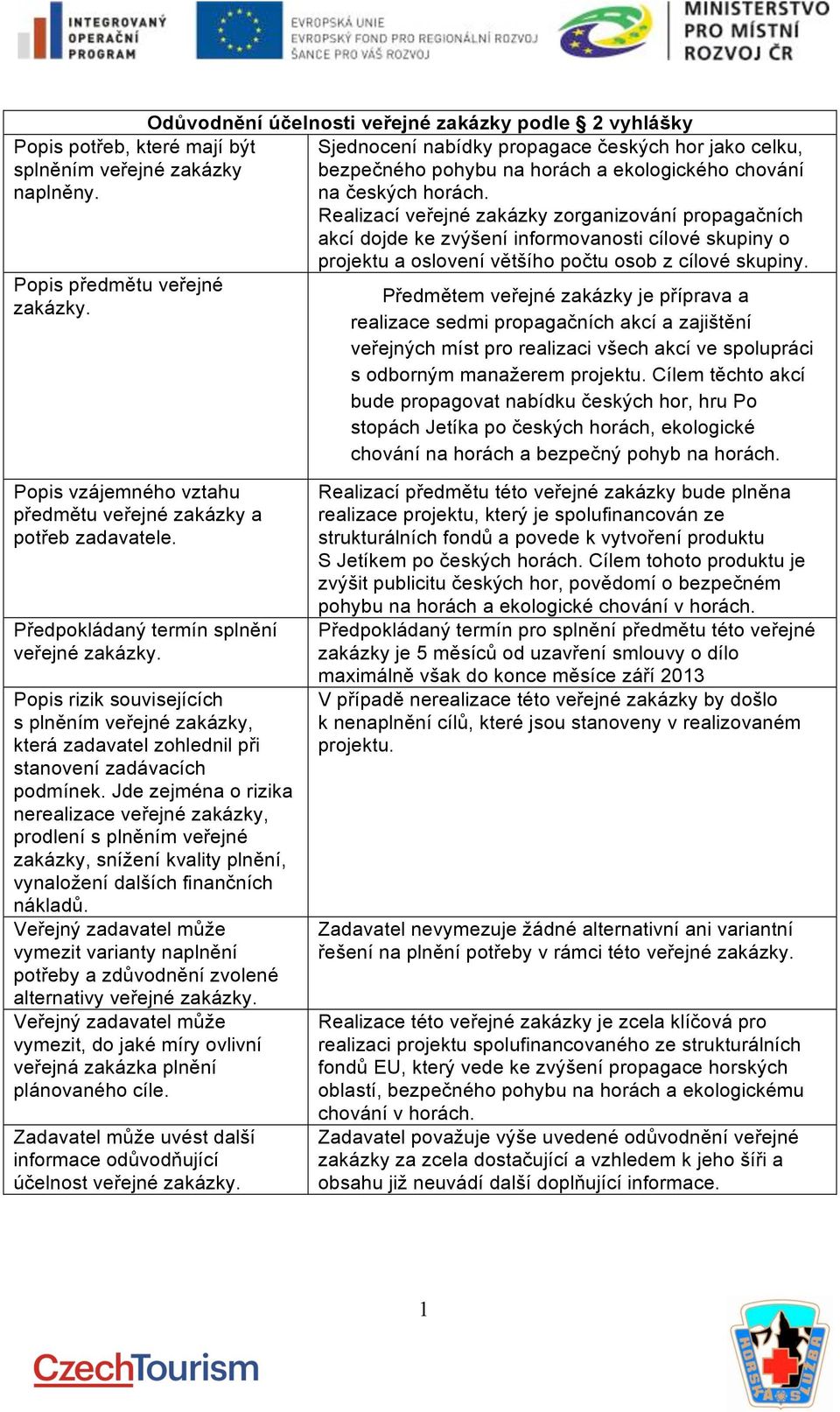 Realizací veřejné zakázky zorganizování propagačních akcí dojde ke zvýšení informovanosti cílové skupiny o projektu a oslovení většího počtu osob z cílové skupiny.