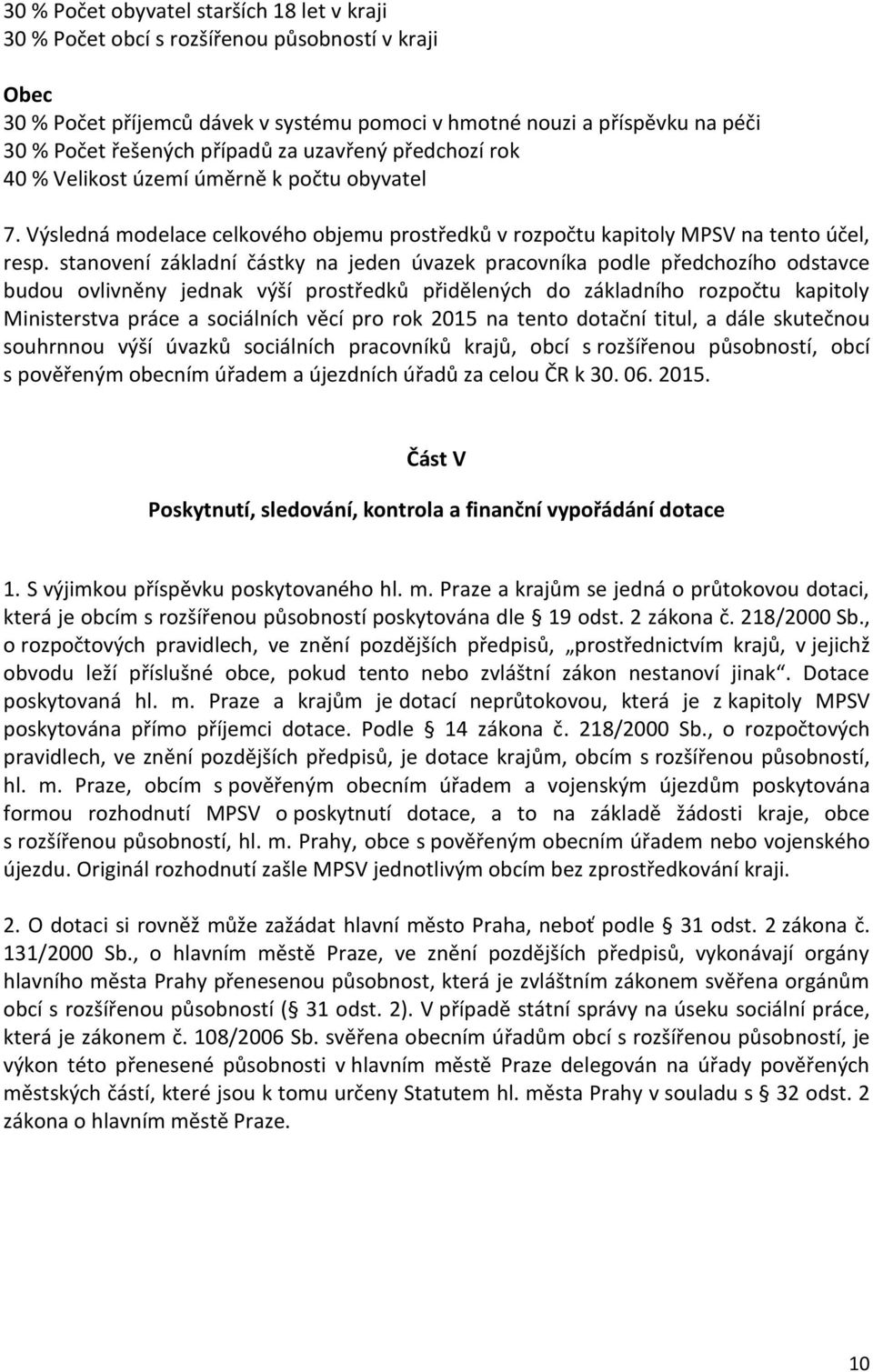 stanovení základní částky na jeden úvazek pracovníka podle předchozího odstavce budou ovlivněny jednak výší prostředků přidělených do základního rozpočtu kapitoly Ministerstva práce a sociálních věcí